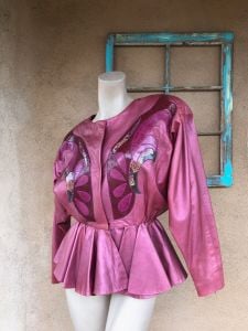 1980s Rosy Pink Leather Jacket Sz M - Fashionconservatory.com