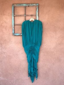 1980s Teal Silk Mermaid Wiggle Dress Sz M - Fashionconservatory.com