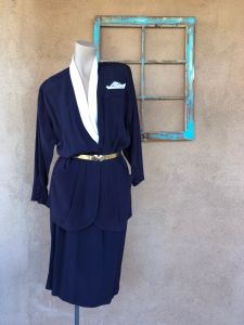 1980s Womens Boss Lady Suit 40s Style 2 Pc US8