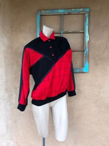 1980s Red & Black Sweatshirt Sz M Unisex - Fashionconservatory.com