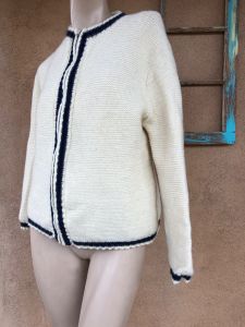 1960s 0ff White Wool Cardigan Sweater Zip Up Sz M L - Fashionconservatory.com