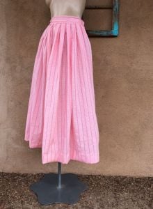 1960s Pink Checked Gingham Skirt Sz XS W23 - Fashionconservatory.com