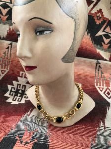 1980s Gold Chunky Curb Chain Necklace  - Fashionconservatory.com