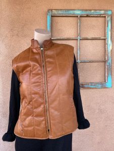 1970s Brown Leather Vest Sz S M