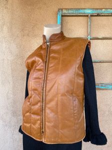 1970s Brown Leather Vest Sz S M - Fashionconservatory.com