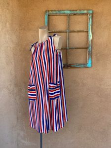 1970s Striped Terrycloth Dress Mother Daughter Set Sz M Childs 8 10 - Fashionconservatory.com