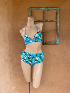1970s Bikini Two Piece Swimsuit Teddy Bear Novelty Print Sz S M