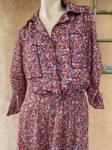 1970s Calico Shirtdress Peasant Dress Sz M L - Fashionconservatory.com