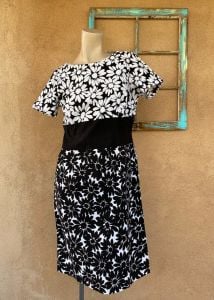 1960s Cotton Floral Print Dress Sz M