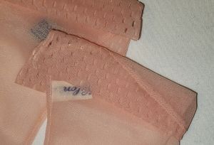 Unworn Vintage 1940s 50s Sheer Pink Nylon Gloves Unique Cuff Detail Made in Germany US Zone sz 7 - Fashionconservatory.com