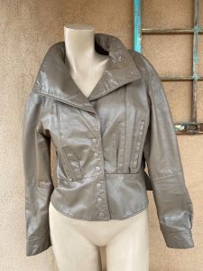 1980s Tan Leather Jacket Hip Hop Style Sz S