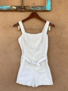 1950s White Seersucker Swimsuit Bathing Suit Rose Marie Reid Sz M L - Fashionconservatory.com