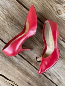 1950s Candy Apple Red Stiletto Shoes US 9M - 10N - Fashionconservatory.com