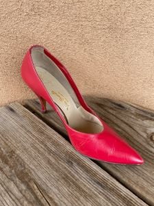 1950s Candy Apple Red Stiletto Shoes US 9M - 10N