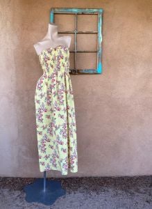 1990s Strapless Rayon Tube Dress Maxi Length OS up to US12