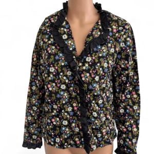 Haymaker Black Floral Long Sleeve Blouse M