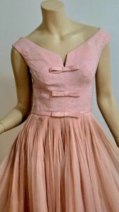 Vtg 50s Frederick and Nelson  silk Chffon Ballerina Pink fit & Flare dress - Fashionconservatory.com