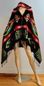Vtg 60-70s  Southwestern hooded cape 