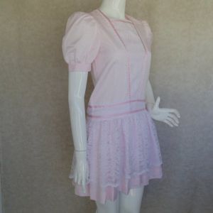 Girls Drop Waist Party Dress, 14, Pink, Lace, Short sleeves - Fashionconservatory.com