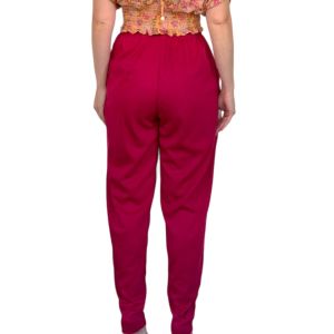 Vintage 80s Dark Pink Elastic Waist Pants S M - Fashionconservatory.com