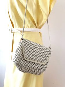 1960s Delill Cream Enameled Metal Mesh Shoulder Bag - Fashionconservatory.com