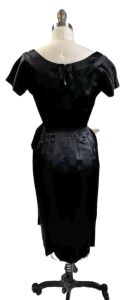 VTG GiGi Young Wiggle Dress LBD 1950s MCM Black Rayon Satin Small Cocktail Evening - Fashionconservatory.com