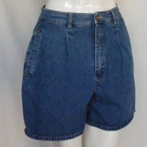 High Waist Jean Shorts, Girls 12/XL, Blue, Pleated, relaxed fit - Fashionconservatory.com