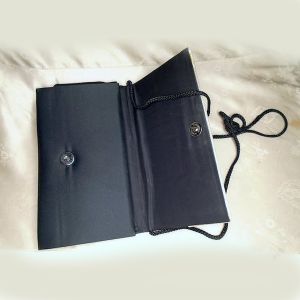 1970s Black Gold Lame Evening Bag Convertible Clutch To Shoulder - Fashionconservatory.com