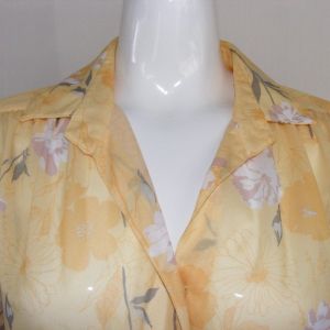 WILLI of California Yellow Dress, 6/8, Floral, Career, Belt, Short sleeves - Fashionconservatory.com