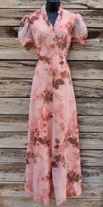 Handmade 1970s Vintage Dress, Pink and Brown Floral Bridesmaid Dress 1 of 2  Matching