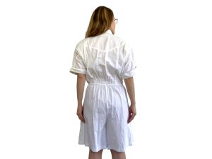 80s Western Romper White Cotton Short Sleeve Vintage 6 S - Fashionconservatory.com