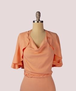 1930s Vintage Gown, 30s Dress, Pale Pink Rayon Crepe Evening Gown with Original Cape, Braided Belt - Fashionconservatory.com