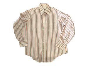White Red Striped Button Down Shirt Mens 15 1/2 33