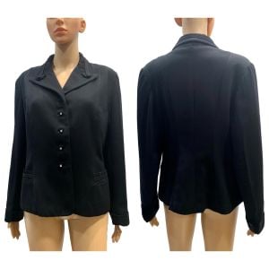 40s Black Fitted Gabardine Women's Jacket | Blazer