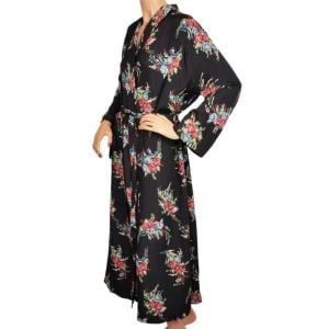 Vintage 1940s Ladies Dressing Gown Floral Chintz Rayon Faille Lounging Robe - Fashionconservatory.com