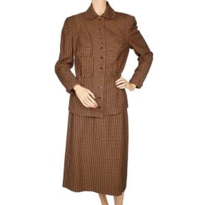 Vintage 1940s Ladies Skirt Suit Checked Pattern Size Medium
