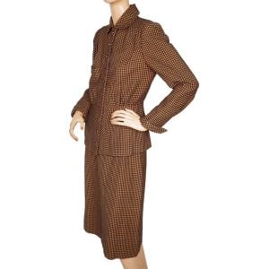 Vintage 1940s Ladies Skirt Suit Checked Pattern Size Medium - Fashionconservatory.com
