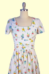 1940s Floral Cotton Maxi Dress - Fashionconservatory.com