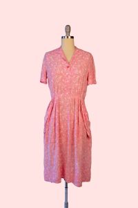 1940s Pink Rayon Dress