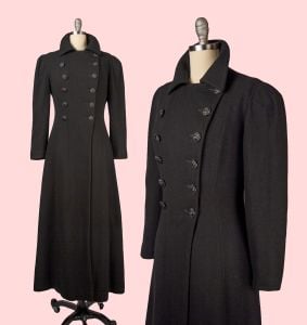 1940s Vintage Coat, 40s Full Length, Double Breasted Coat, Medium, 1940s Outerwear, Winter Wear