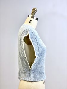 Vintage Angora Wool Blend Knit Cropped Vest Heidi Womens M 1980s Blue Fairy Kei  - Fashionconservatory.com