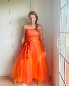 Jessica McClintock for Gunne Sax Tulle Party Dress Orange