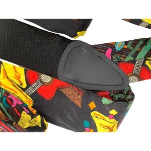 80s Colorful Guitar Print Suspenders Braces  - Fashionconservatory.com