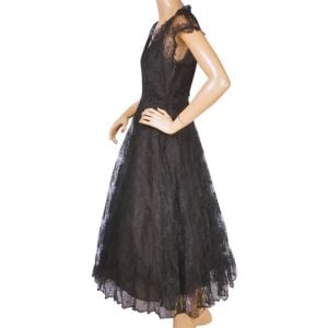 Vintage 1950s Black Chantilly Lace Dress Size Medium - Fashionconservatory.com