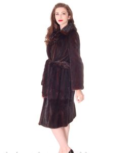 FAB Vintage Black Ranch Mink Belted Trench Coat Christian Dior 1980s Womens Medium
