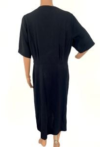 Vintage 50s Black Dress Midcentury Short Sleeve 42 XL - Fashionconservatory.com