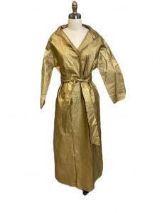 Vintage Metallic Gold Textured Mod Paper Trench Coat Wrap Never worn 1970s S/M - Fashionconservatory.com
