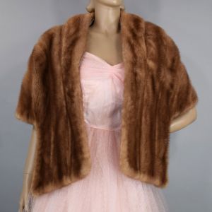 Caramel Blonde Vintage 50s Mink Fur Cape Shrug Stole S M