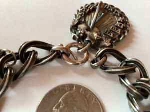 Vintage Ornate Signed Napier Silver Plated Charm Bracelet - Fashionconservatory.com