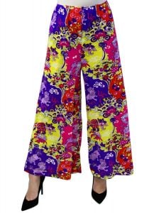 Vintage Op-Art Psychedelic Cropped Palazzo Pants Mod 1960s Womens M High Waist